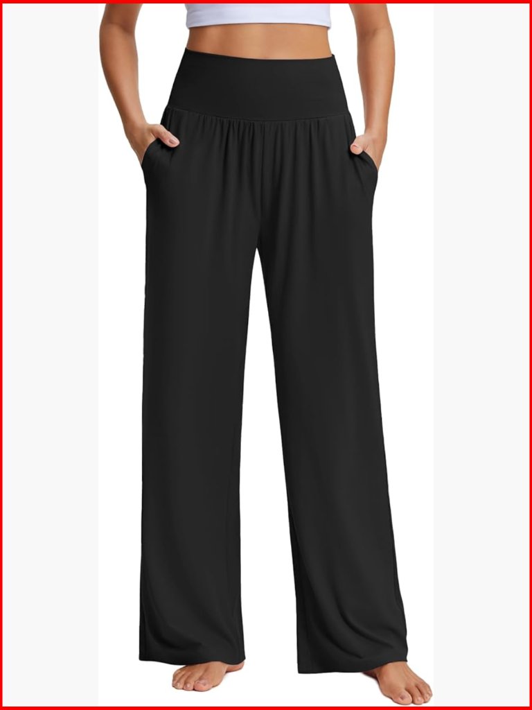 High Waisted Wide Leg Yoga Pants With Pockets, 26 Inseam, Buttery Soft